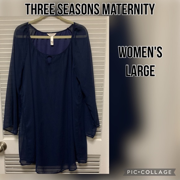 Three Seasons Maternity navy blouse Large - Picture 1 of 6